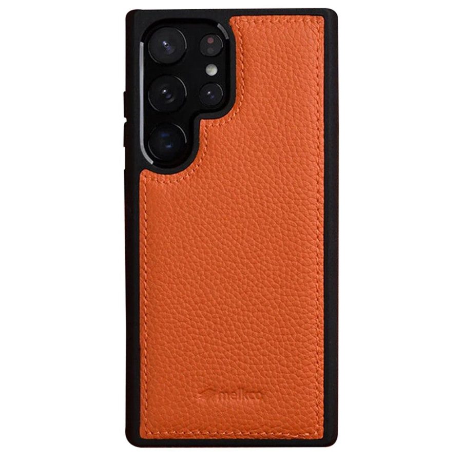 MELKCO For Samsung Galaxy S23 Ultra Case Premium Genuine Leather Coated Slim Phone Cover