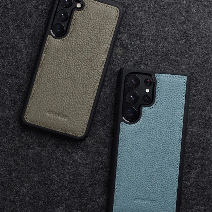 MELKCO For Samsung Galaxy S23 Ultra Case Premium Genuine Leather Coated Slim Phone Cover