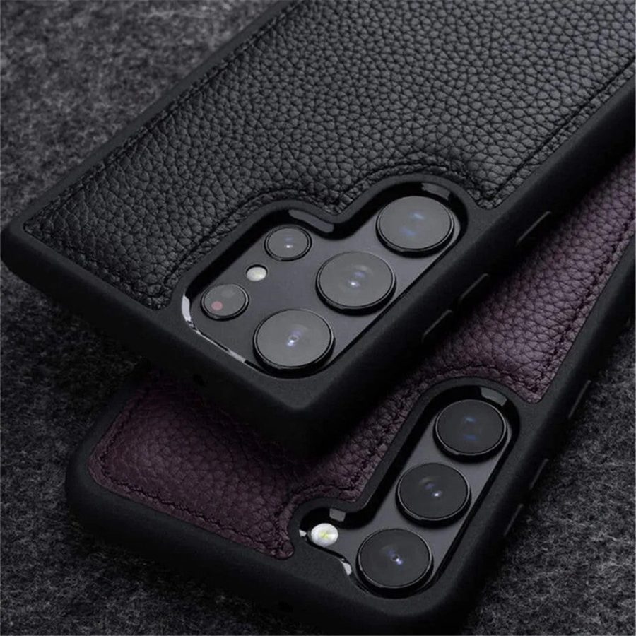 MELKCO For Samsung Galaxy S23 Ultra Case Premium Genuine Leather Coated Slim Phone Cover