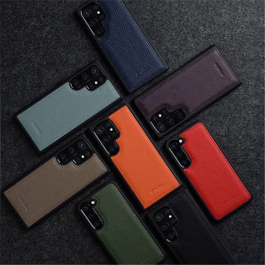 MELKCO For Samsung Galaxy S23 Ultra Case Premium Genuine Leather Coated Slim Phone Cover