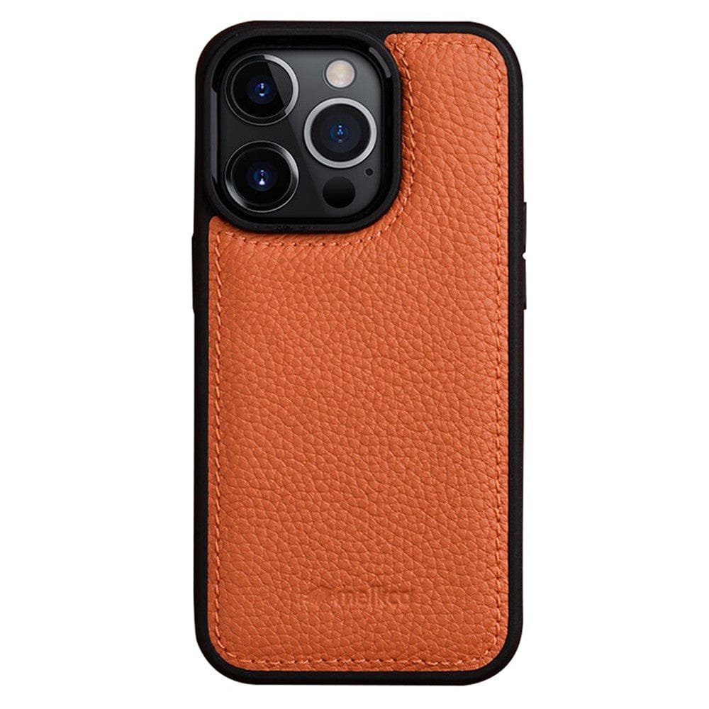 MELKCO For iPhone 14 Pro Max Case Genuine Leather Coated Phone Cover