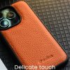 MELKCO For iPhone 14 Pro Max Case Genuine Leather Coated Phone Cover