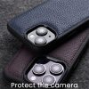MELKCO For iPhone 14 Pro Max Case Genuine Leather Coated Phone Cover