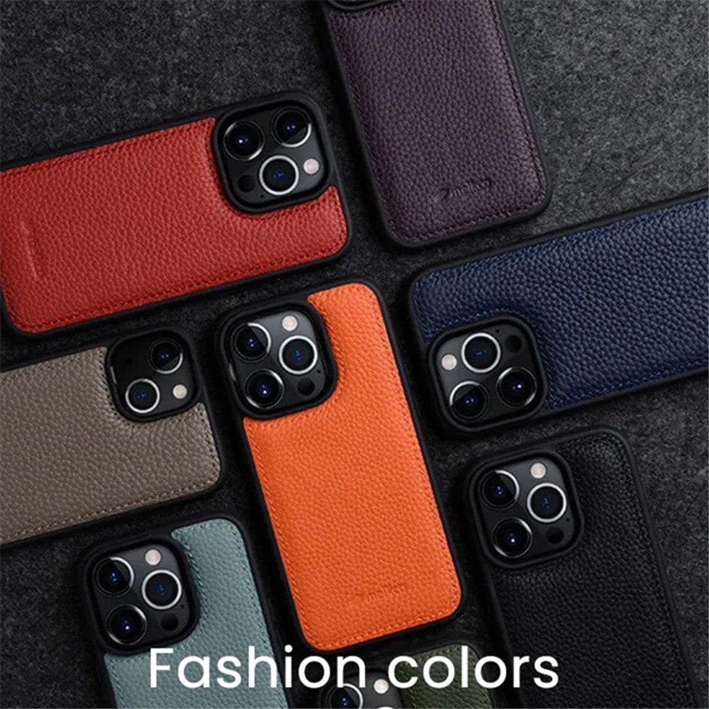 MELKCO For iPhone 14 Pro Max Case Genuine Leather Coated Phone Cover - Image 8