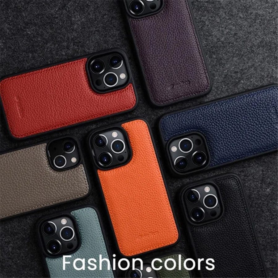 MELKCO For iPhone 14 Pro Case Genuine Leather Coated Phone Cover