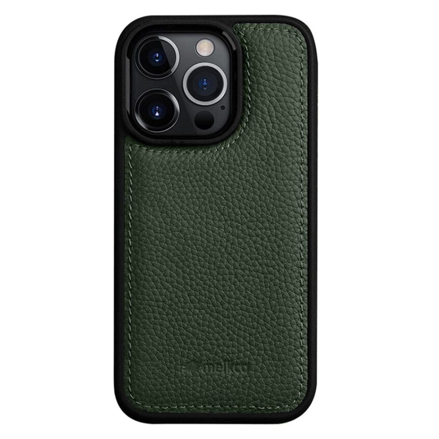 MELKCO For iPhone 14 Pro Case Genuine Leather Coated Phone Cover