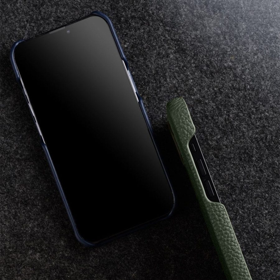 MELKCO For iPhone 15 Case Genuine Leather Phone Cover
