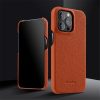 MELKCO For iPhone 15 Pro Case Genuine Leather Phone Cover