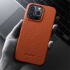 MELKCO For iPhone 15 Pro Case Genuine Leather Phone Cover