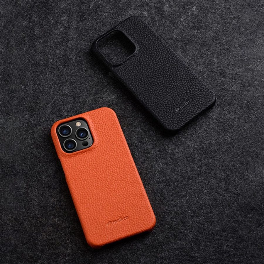 MELKCO For iPhone 15 Pro Max Case Genuine Leather Phone Cover