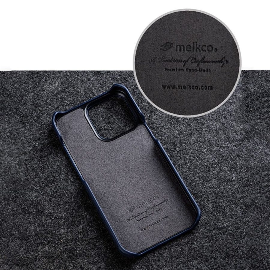 MELKCO For iPhone 15 Pro Max Case Genuine Leather Phone Cover