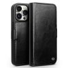 QIALINO For iPhone 15 Pro Max Case Genuine Leather Wallet Magnetic Closure Full Protection Phone Cover