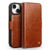 QIALINO for iPhone 15 Plus Case  Genuine Leather Wallet Magnetic Closure Phone Cover