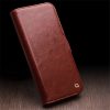 QIALINO For iPhone 15 Case Genuine Leather Stand Wallet Magnetic Closure Cover
