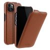 MELKCO For iPhone 13 Flip Case Genuine Leather Vertical Phone Cover