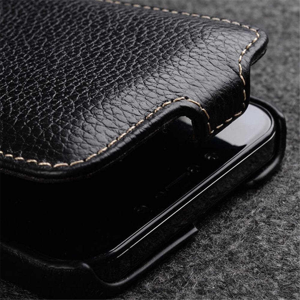 MELKCO For iPhone 12 Pro Max Flip Case Genuine Leather Vertical Phone Cover - Image 4