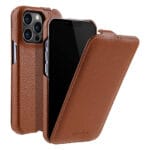 MELKCO For iPhone 12 Pro Max Flip Case Genuine Leather Vertical Phone Cover