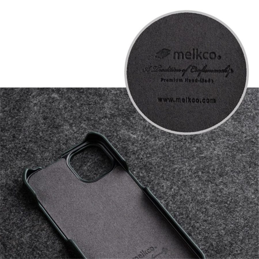 MELKCO For iPhone 13 Pro Flip Case Genuine Leather Vertical Phone Cover