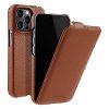 MELKCO For iPhone 13 Pro Flip Case Genuine Leather Vertical Phone Cover