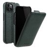 660155302D-1 MELKCO For iPhone 14 Flip Case Genuine Leather Vertical Phone Cover