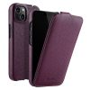 660155302F-1 MELKCO For iPhone 14 Flip Case Genuine Leather Vertical Phone Cover