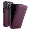 MELKCO For iPhone 14 Pro Flip Case Genuine Leather Vertical Phone Cover