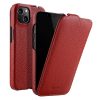 MELKCO For iPhone 14 Plus Flip Case Genuine Leather Vertical Phone Cover