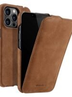 MELKCO For iPhone 12 | iPhone 12 Pro Flip Case Genuine Cow Leather Vertical Phone Cover Coffee iPhone 12 | iPhone 12 Pro by The Case Factory