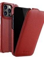MELKCO For iPhone 12 | iPhone 12 Pro Flip Case Genuine Cow Leather Vertical Phone Cover Red iPhone 12 | iPhone 12 Pro by The Case Factory