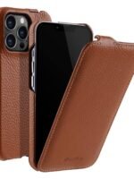 MELKCO For iPhone 12 | iPhone 12 Pro Flip Case Genuine Cow Leather Vertical Phone Cover Brown iPhone 12 | iPhone 12 Pro by The Case Factory
