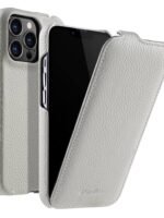 MELKCO For iPhone 12 | iPhone 12 Pro Flip Case Genuine Cow Leather Vertical Phone Cover White iPhone 12 | iPhone 12 Pro by The Case Factory