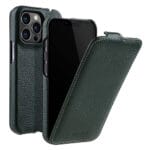 MELKCO For iPhone 14 Pro Max Flip Case Genuine Leather Vertical Phone Cover