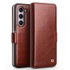 660155362A-1 QIALINO for Samsung Galaxy Z Fold5 Wallet Case Waxy Genuine Cow Leather Flip Phone Cover