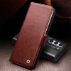 660155362A-3 QIALINO for Samsung Galaxy Z Fold5 Wallet Case Waxy Genuine Cow Leather Flip Phone Cover