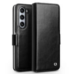 QIALINO for Samsung Galaxy Z Fold5 Wallet Case Waxy Genuine Cow Leather Flip Phone Cover