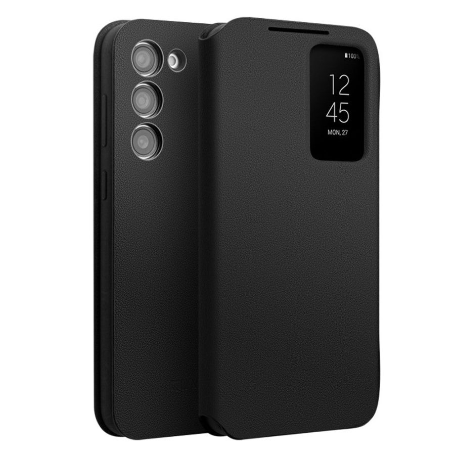660155363A-1 QIALINO For Samsung Galaxy S23 Case Smart View Window Genuine Cowhide Leather Flip Cover
