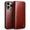 660158114B-1 QIALINO For iPhone 15 Pro Genuine Leather Flip Case Full Protection Wallet Cover