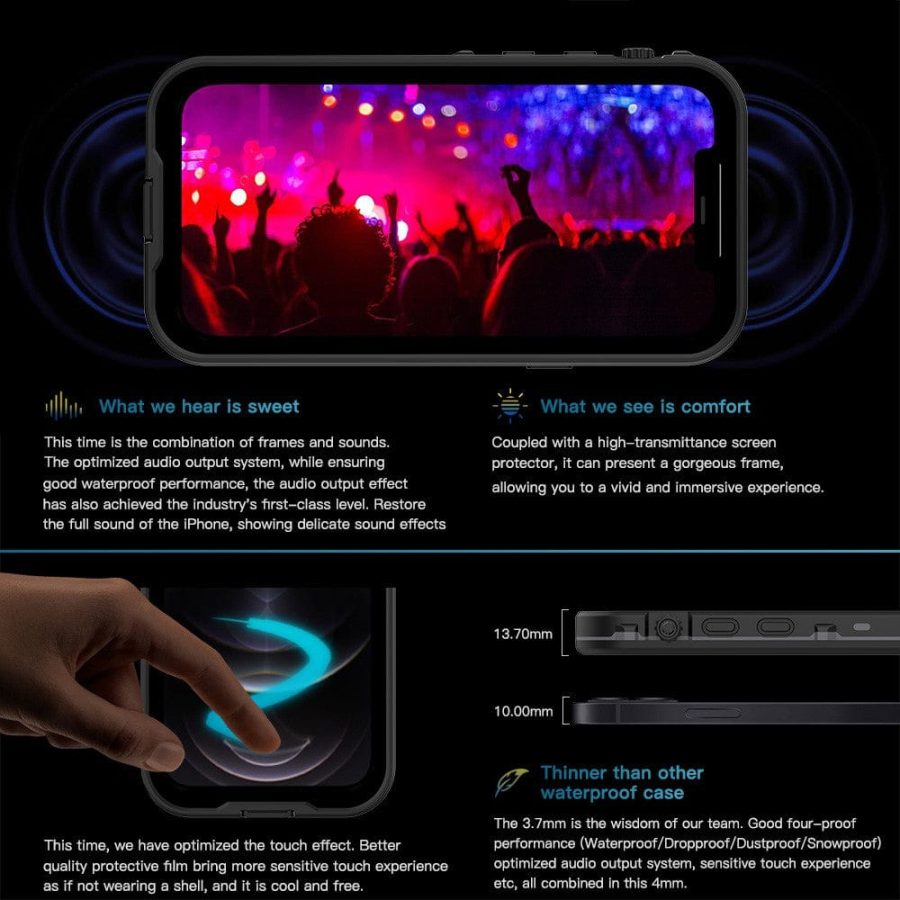 REDPEPPER Dot+ Series For iPhone 12 Pro Max Case IP68 Waterproof Clear Phone Cover