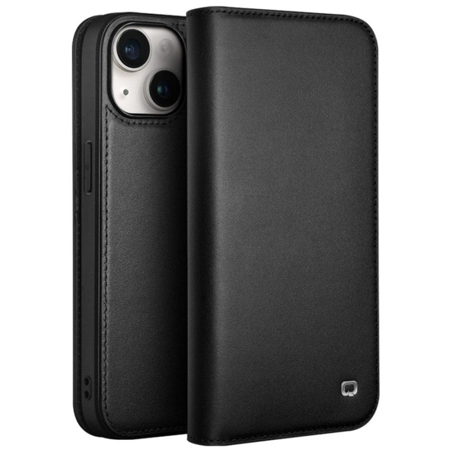 660160085A-1 QIALINO For iPhone 15 Plus Case Phone Wallet Genuine Leather Folio Flip Cover