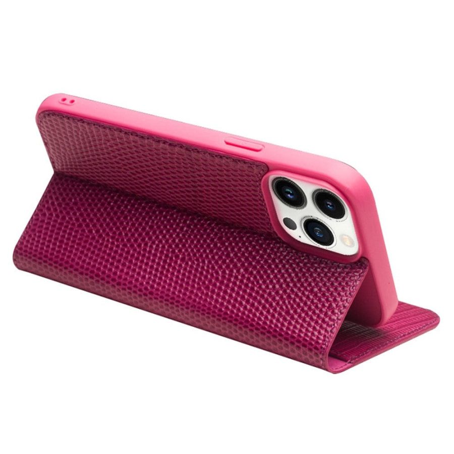 QIALINO For iPhone 15 Pro Crocodile Texture Genuine Leather Cover Flip Stand Wallet Phone Case