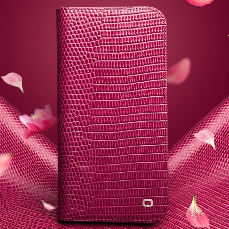 QIALINO For iPhone 15 Pro Crocodile Texture Genuine Leather Cover Flip Stand Wallet Phone Case