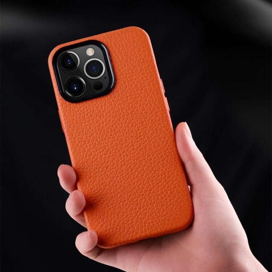 660161233A-2 MELKCO For iPhone 15 Pro Max Case Premium Genuine Leather Phone Cover | Compatible with MagSafe