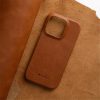MELKCO For iPhone 15 Pro Case Waxy Genuine Leather Phone Cover