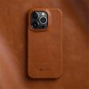 MELKCO For iPhone 15 Pro Case Waxy Genuine Leather Phone Cover