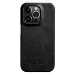 MELKCO For iPhone 15 Pro Case Waxy Genuine Leather Phone Cover