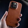 MELKCO For iPhone 15 Pro Max Case Waxy Genuine Leather Phone Cover