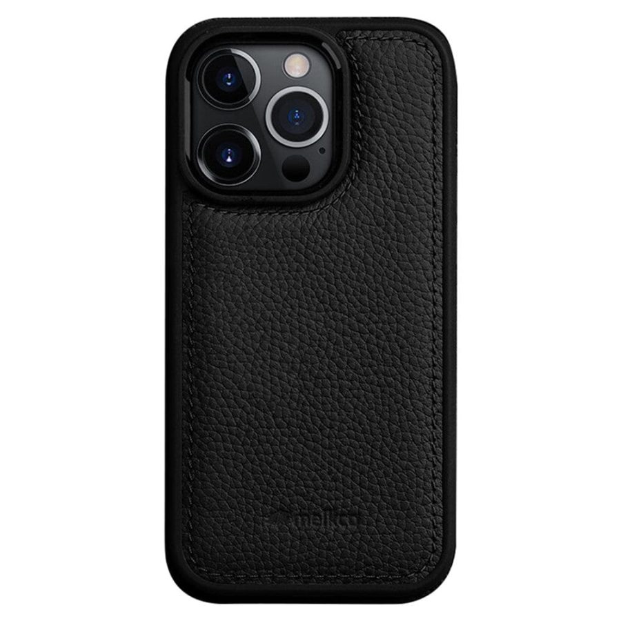 MELKCO For iPhone 15 Pro Max Case Genuine Leather Coated Phone Cover