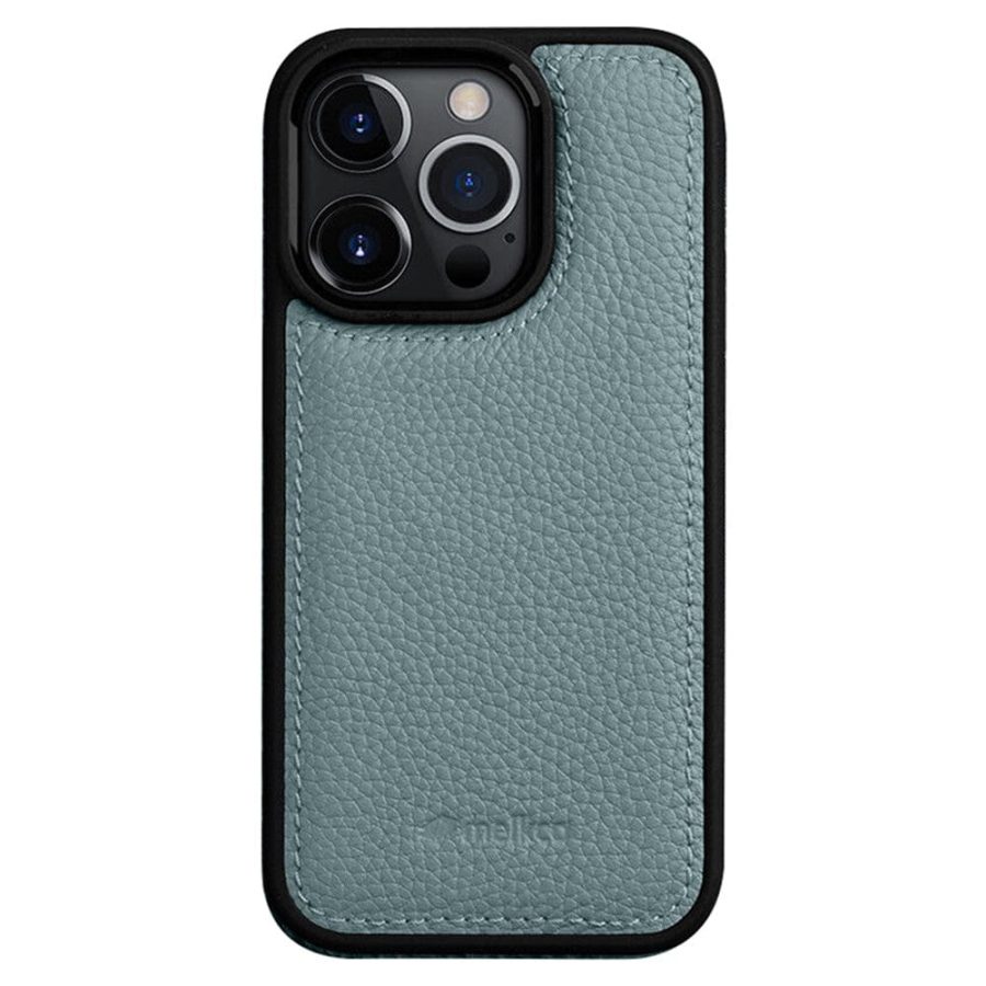 MELKCO For iPhone 15 Pro Max Case Genuine Leather Coated Phone Cover