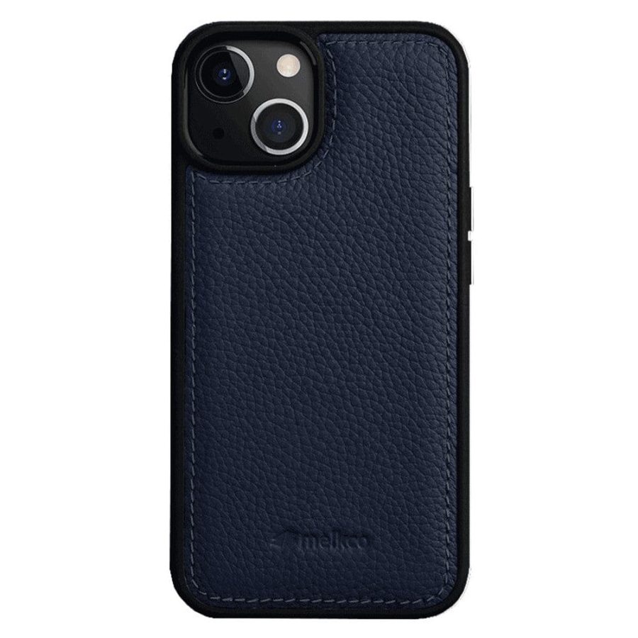 MELKCO For iPhone 14 Plus Case Genuine  Leather Coated Phone Cover
