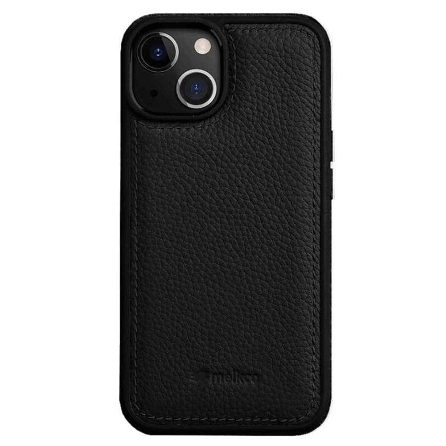MELKCO For iPhone 14 Plus Case Genuine  Leather Coated Phone Cover